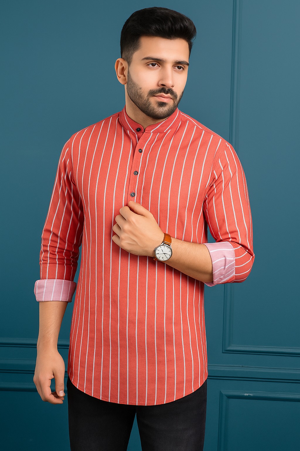 Premium Long Sleeve Striped Katua for Men
